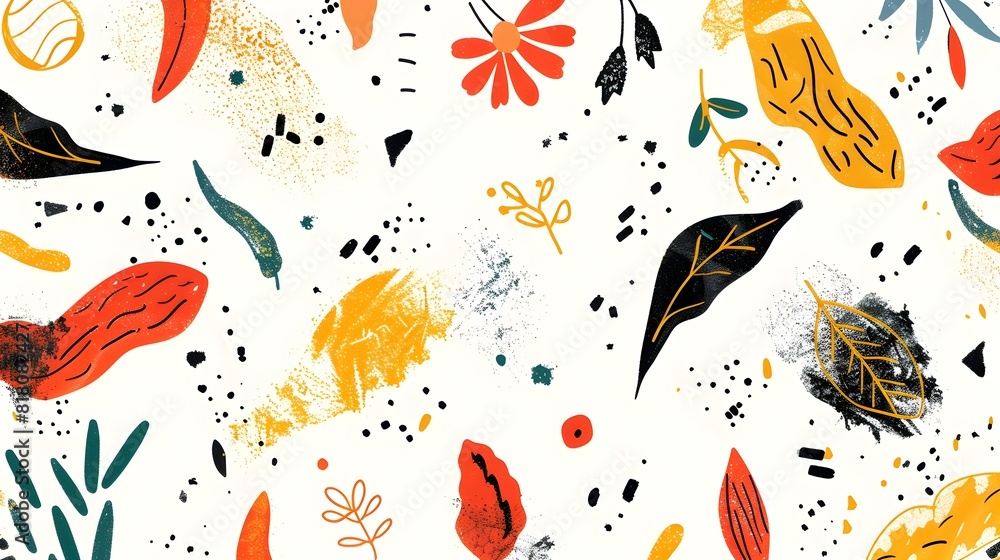 Captivating Compilation of Doodled Spices Herbs and Cloud like Abstract Designs Generative ai