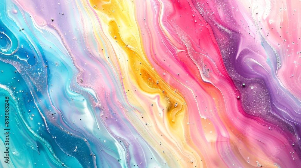 A colorful painting with a rainbow stripe and a gold stripe A colorful painting with a rainbow stripe and a gold stripe