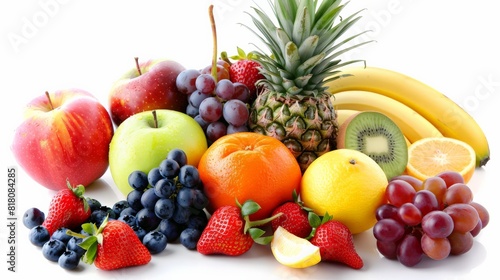 A variety of fruits are arranged in a visually appealing way.