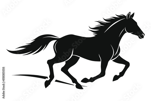 Drawing the silhouette of running horse vector