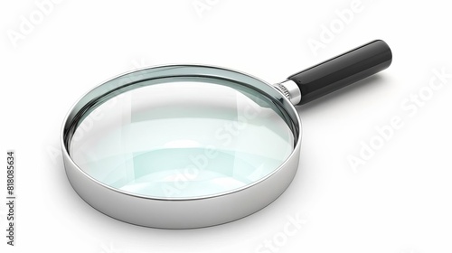 magnifying glass isolated on white with clipping path 3d rendering