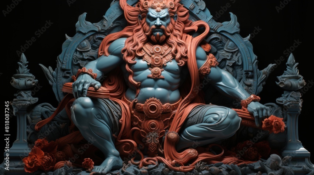 Intricately Detailed Sculpture of Hindu God Ganesha in Majestic Pose Intricately Detailed Sculpture of Hindu God Ganesha in Majestic Pose