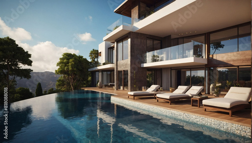 Contemporary Luxury Villa, Stunning D Digital Art