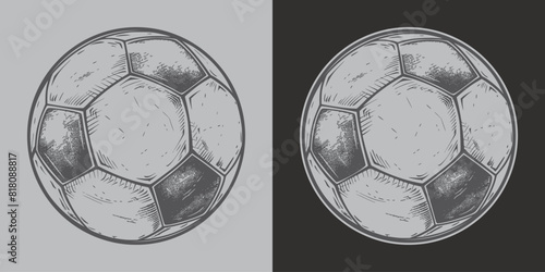 Vintage retro hand drawn paint sketch style soccer football vall. Sport game equipment symbol graphic item