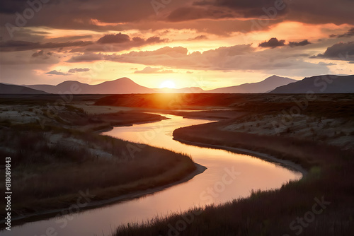 sunset over the river