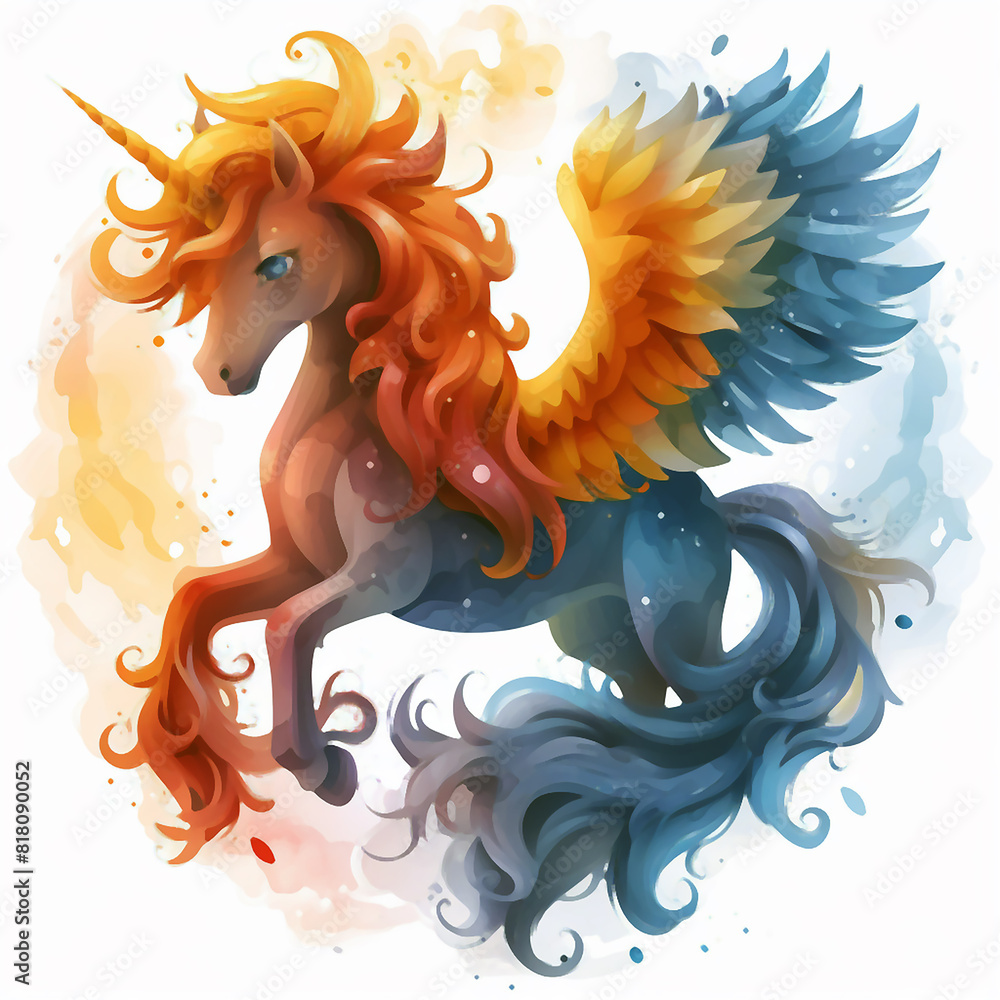 Rot/blauer Pegasus