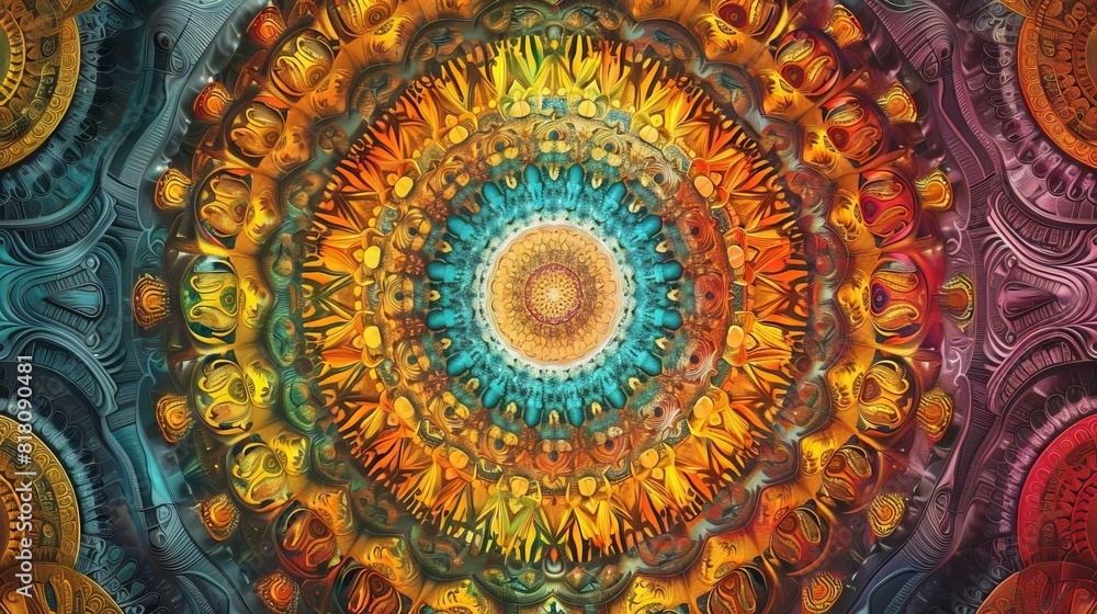 mesmerizing mandala with harmonious color transitions radiating captivating energy digital illustration mesmerizing mandala with harmonious color transitions radiating captivating energy digital illustration
