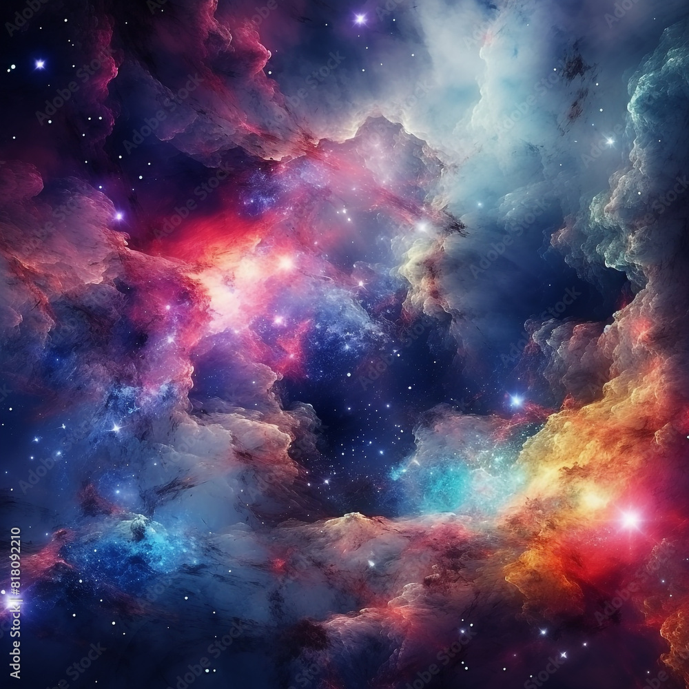 Abstract and Colorful space galaxy cloud nebula background wallpaper generative AI