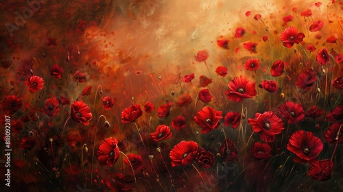 Red poppies, summer meadow.. Generative AI