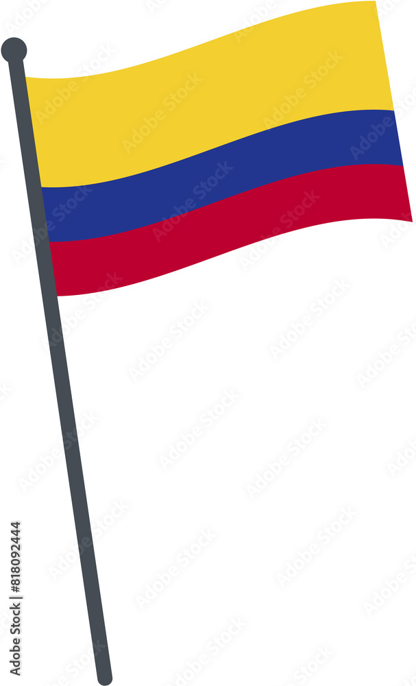colombia flag waving on pole. national flag pole transparent. colombia flag waving on pole. national flag pole transparent.