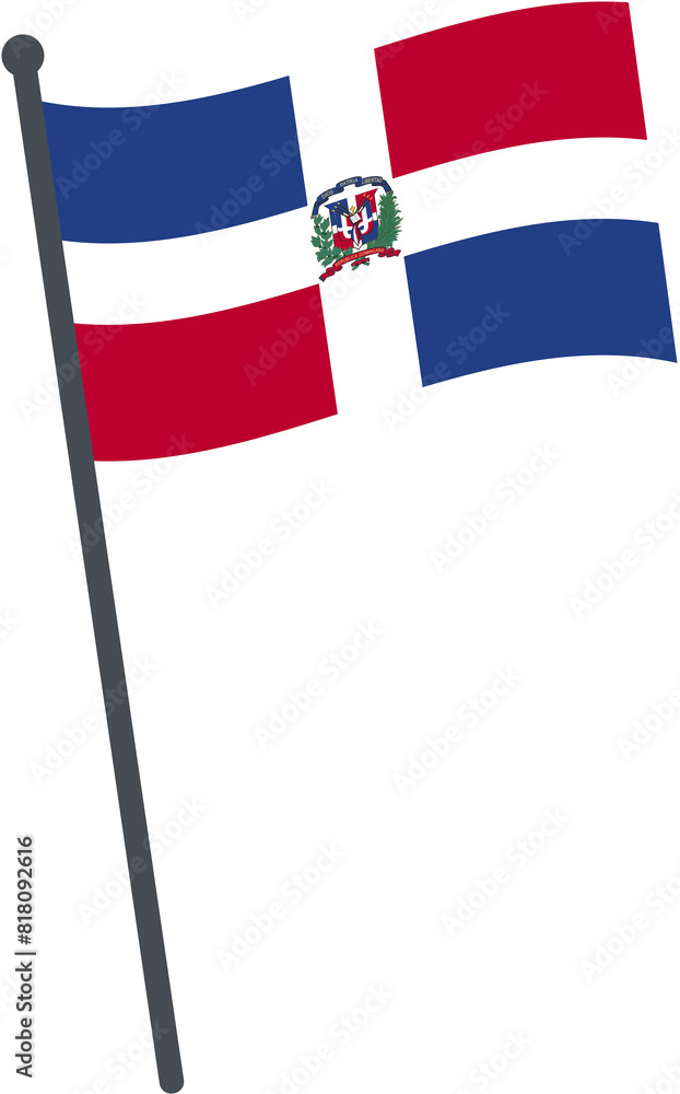 Dominican Republic flag waving on pole. national flag pole transparent.