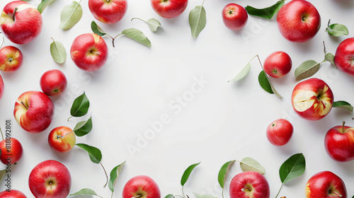 Frame made of fresh ripe apples on white background