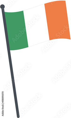 Ireland flag waving on pole. national flag pole transparent. photo