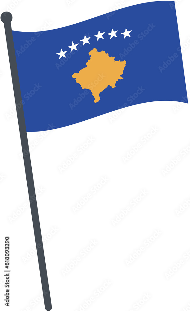 Kosovo flag waving on pole. national flag pole transparent. Kosovo flag waving on pole. national flag pole transparent.