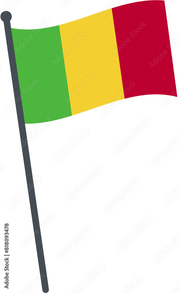 Mali flag waving on pole. national flag pole transparent. Mali flag waving on pole. national flag pole transparent.