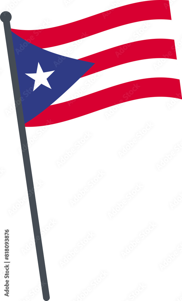 Fototapeta premium Puerto Rico flag waving on pole. national flag pole transparent.