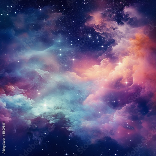 Abstract and Colorful space galaxy cloud nebula background wallpaper generative AI