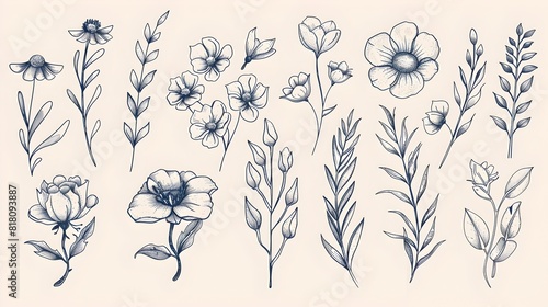 Captivating Hand Drawn Floral Doodles for Versatile Design Applications Generative ai