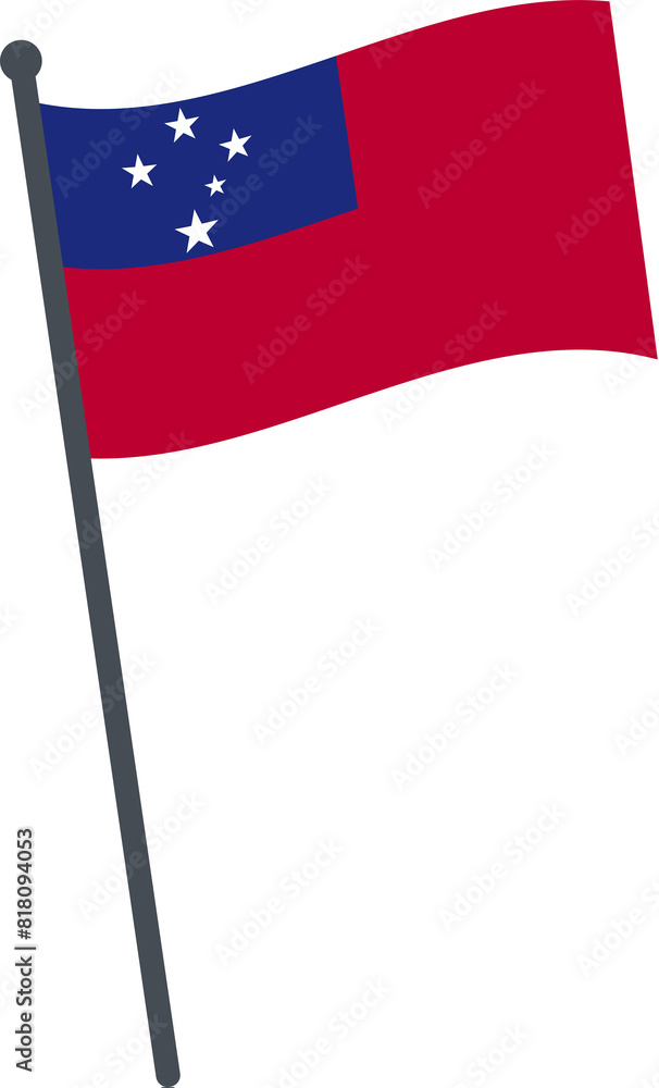 Samoa flag waving on pole. national flag pole transparent. Samoa flag waving on pole. national flag pole transparent.