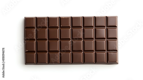 A dark chocolate bar, sleek, flat design, on white plain background