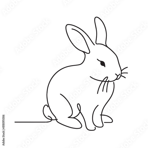 rabbit. Cute rabbit silhouette with ears in simple minimalistic style for spring design greeting card and web banner. Editable stroke. Linear Vector illustration 