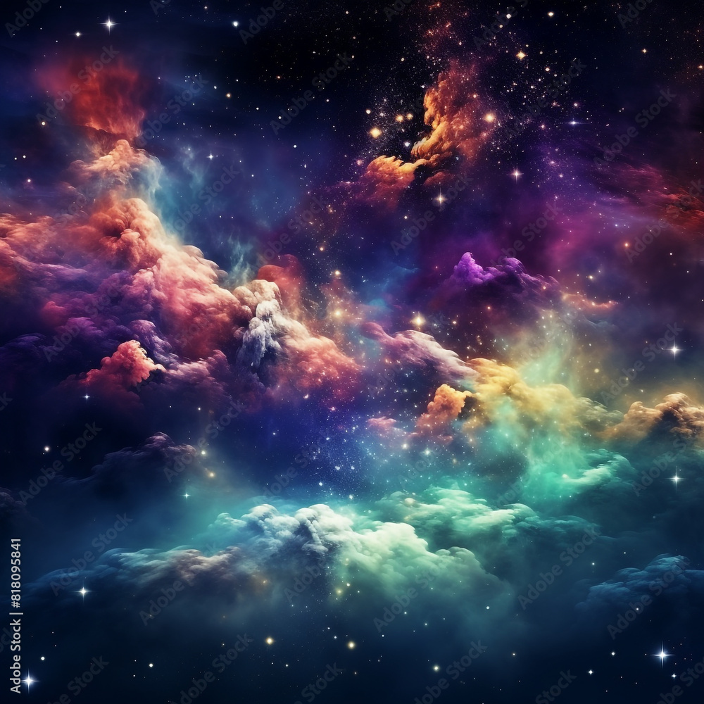 Fototapeta premium Abstract and Colorful space galaxy cloud nebula background wallpaper generative AI
