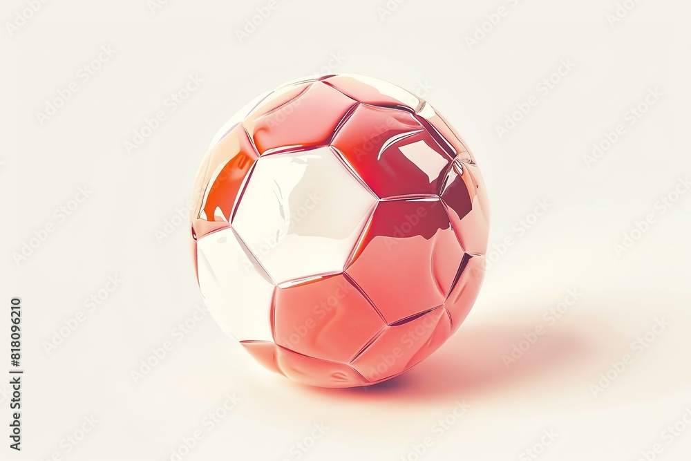 Naklejka premium A football, detailed texture, flat design, on white plain background