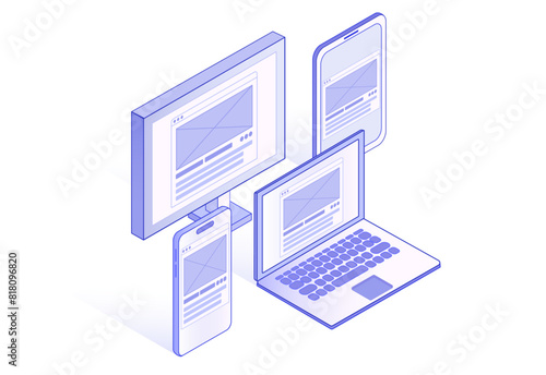 Cross platform responsive design vector isometric illustration