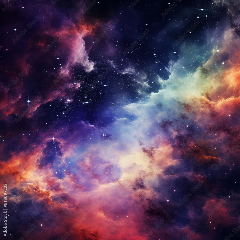 Obraz premium Abstract and Colorful space galaxy cloud nebula background wallpaper generative AI
