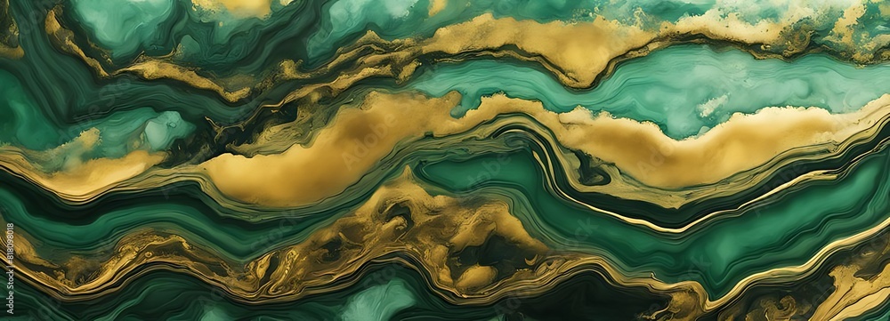 Background green gold abstract texture marble pattern liquid ink paint. Dark background green gold luxury stone wallpaper golden watercolor foil agate black art design emerald color fluid water moder Background green gold abstract texture marble pattern liquid ink paint. Dark background green gold luxury stone wallpaper golden watercolor foil agate black art design emerald color fluid water moder