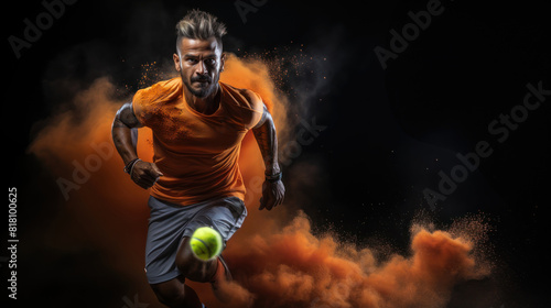 Dynamic Male Tennis Player in Action With Motion Effects
