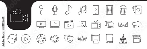 entertaiment line icon set collection vector design