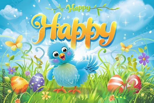 Easter Greetings  cute clip art with phrases like  Happy Easter 