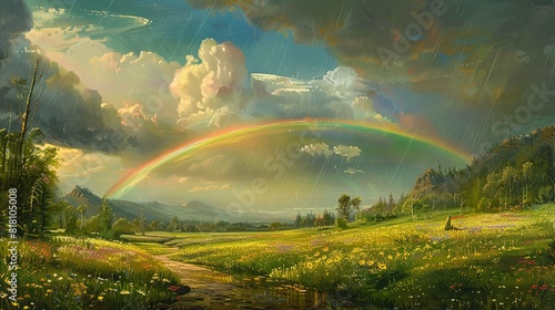 The sight of the rainbow in the summer UHD wallpaper