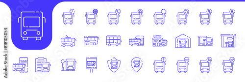 bus transport line modern icon set collection vector design