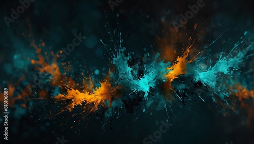 Vivid abstract artwork with teal and amber strokes, perfect for modern spaces, art aficionados, and projects desiring a touch of painterly sophistication.