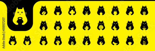 cat cute flat modern minimal icon set collection vector design