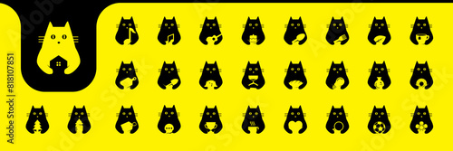 cat cute flat modern minimal icon set collection vector design