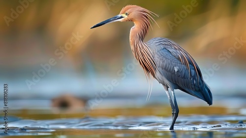reddish egret hunting in shallow saltwater bay graceful bird in natural habitat wildlife photography