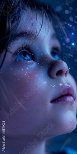 child, stars, wonder, night, innocence, childrensday, curiosity, sky, eyes, gazing, childhood, astronomy, dreaming, imagination, universe, galaxy, exploration, discovery, future, hope, joy, magic photo