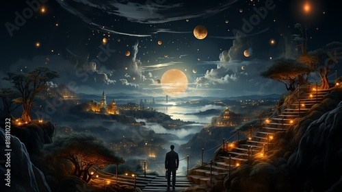 Business Success Concept, A person overcoming adversity and rising above challenges to succeed. surrealistic Illustration image,