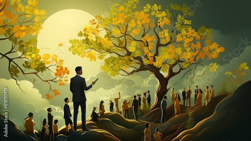 Business Success Concept, A philanthropist supporting causes that make a meaningful impact on society. surrealistic Illustration image,