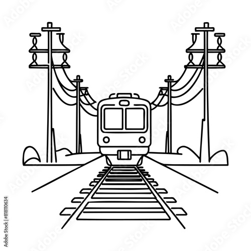 Continuous line vector illustration of a railway track. one line train.