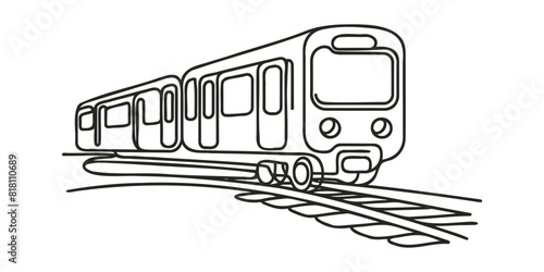 Continuous line vector illustration of a railway track. one line train.