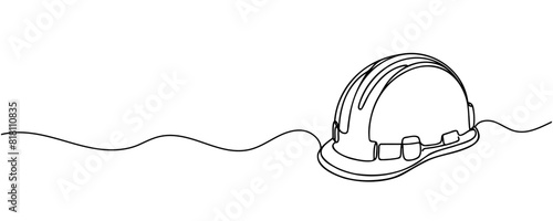 one line drawing of isolated hard hat.