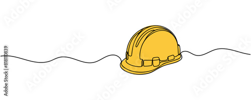 one line drawing of isolated hard hat.