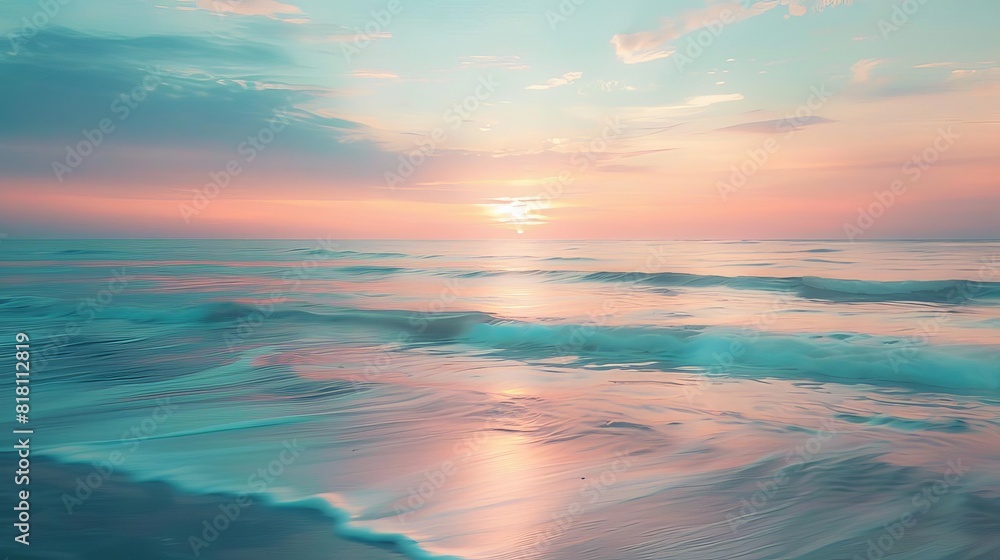 Naklejka premium serene ocean sunset perfect relaxation and travel destination abstract landscape