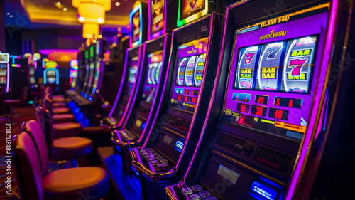 Row of slot machines in a casino