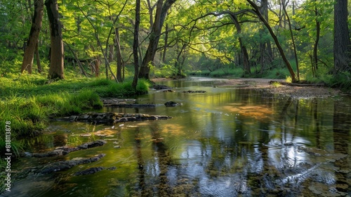 A stream of water with rocks in it