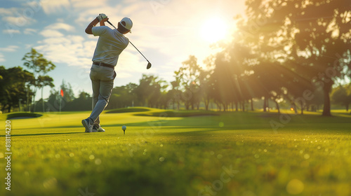 Man playing golf on golf course